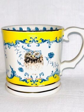 Anthropologie OWL Mug Nature Table by Lou Rota Large & Heavy Pottery Coffee Cup